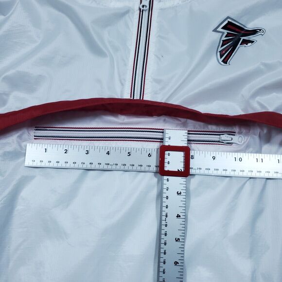 White Atlanta Falcons Rain Jacket Size XL NFL Team Apparel Windbreaker - Picture 12 of 14